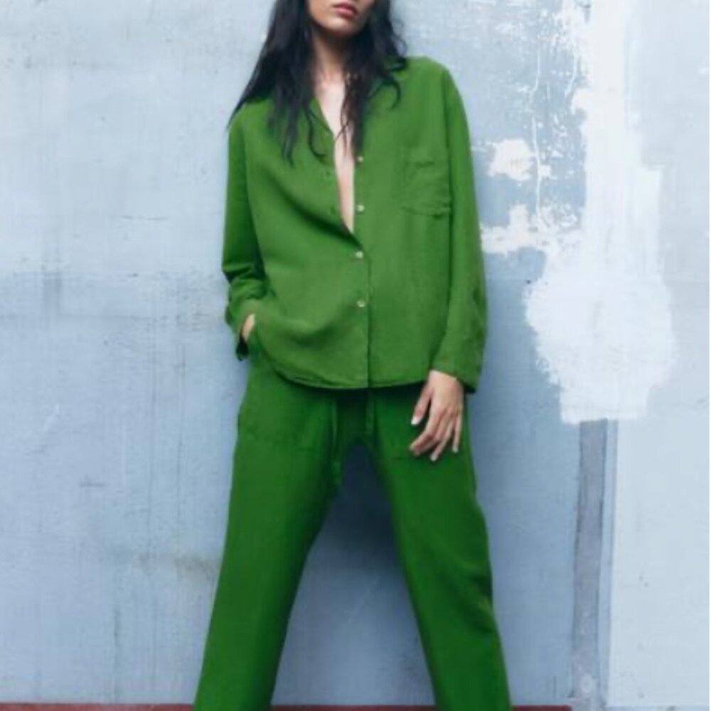 LINEN BLEND green set